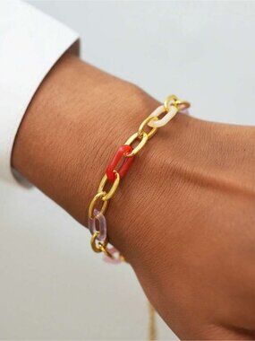 Everyday Gold Chain Bracelet Colorful Links